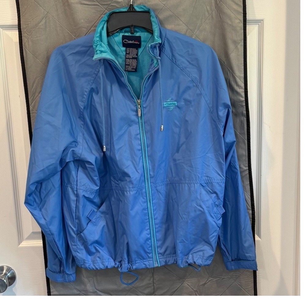 VTG Catalina Blue Windbreaker Jacket Raincoat Coastal Grandma Outerwear S 4 6
